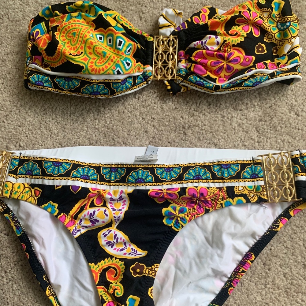 Black floral bikini